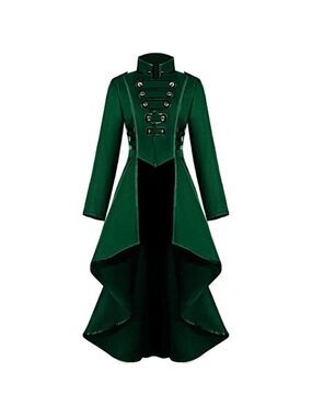 STEAMPUNK Victorian Swallow Tail Long Trench Coat Jacket Green Cosplay Punk NWT